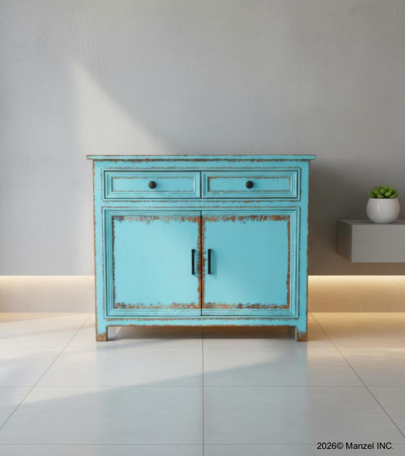 Solid Reclaimed Teak Wood 2 Door, 2 Drawer Sideboard Console Server