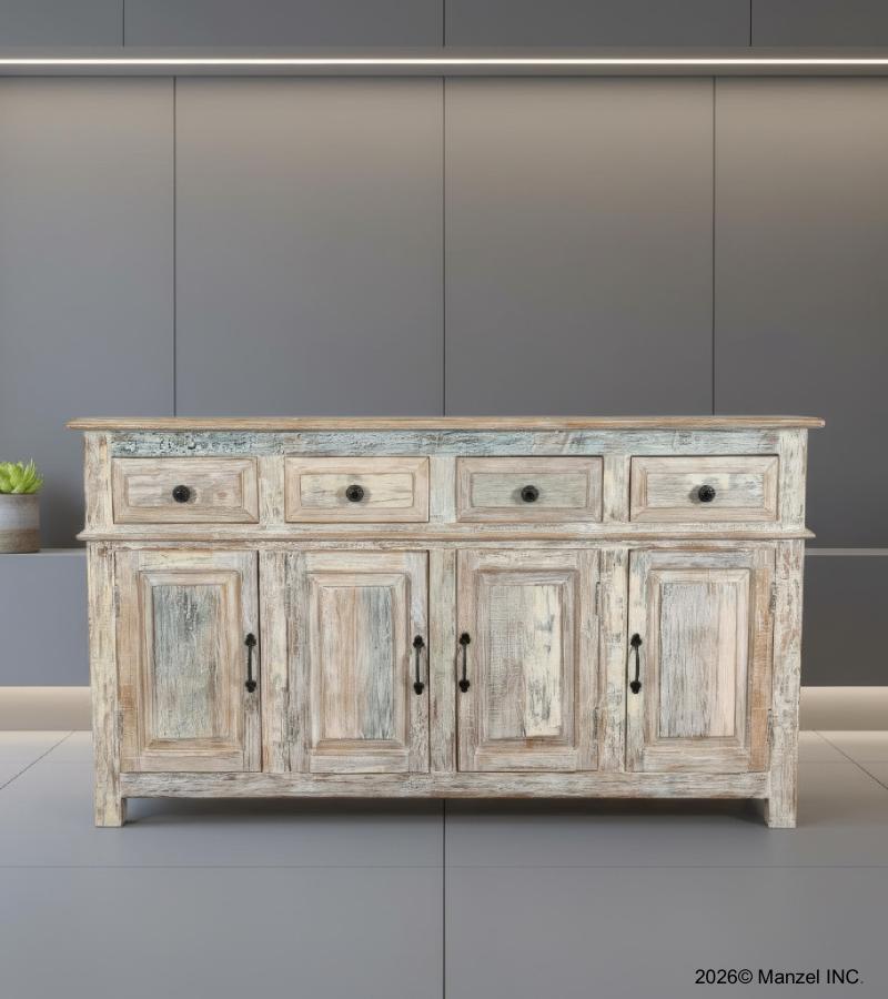 SOLID RECLAIMED TEAK WOOD SIDEBOARD 4 DOORS / 4 DRAWERS 