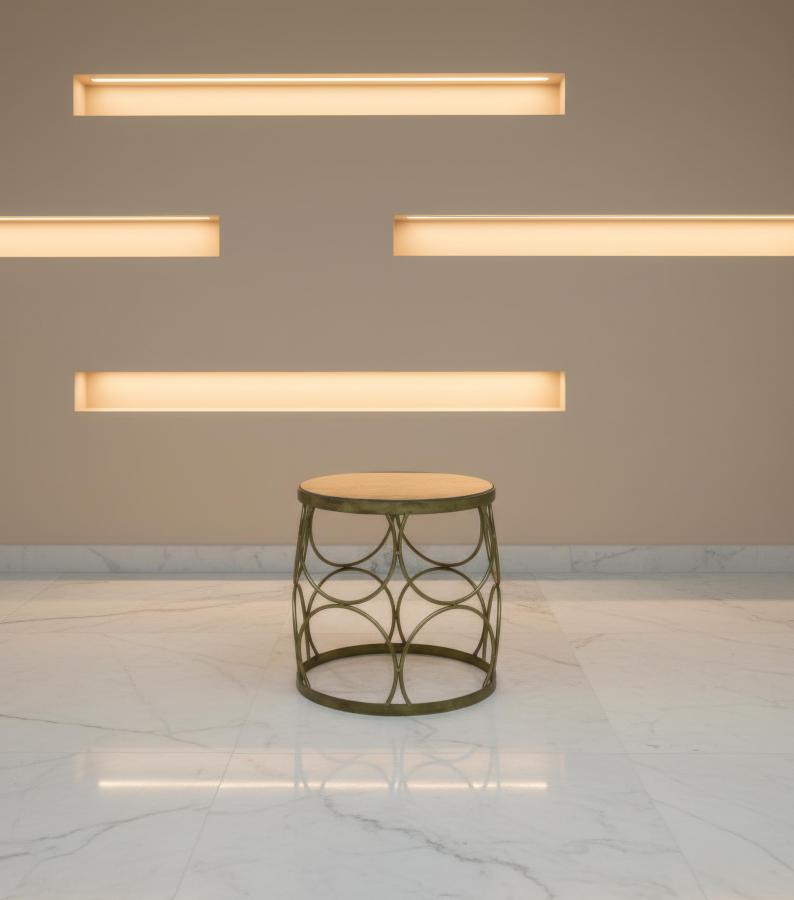 SOLID WOOD & IRON END TABLE