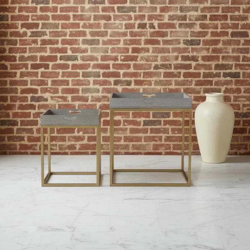 WOOD & IRON SIDE TABLES 