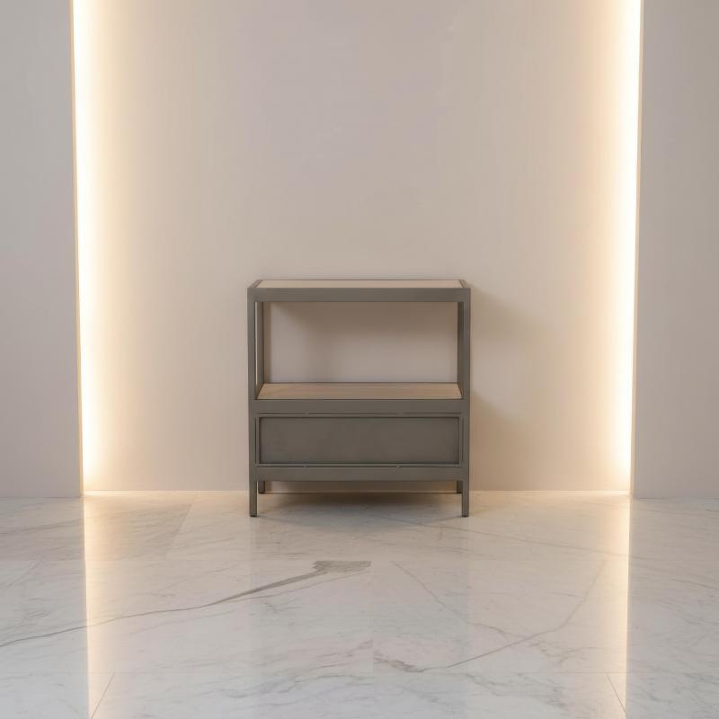 IRON WOODEN END TABLE