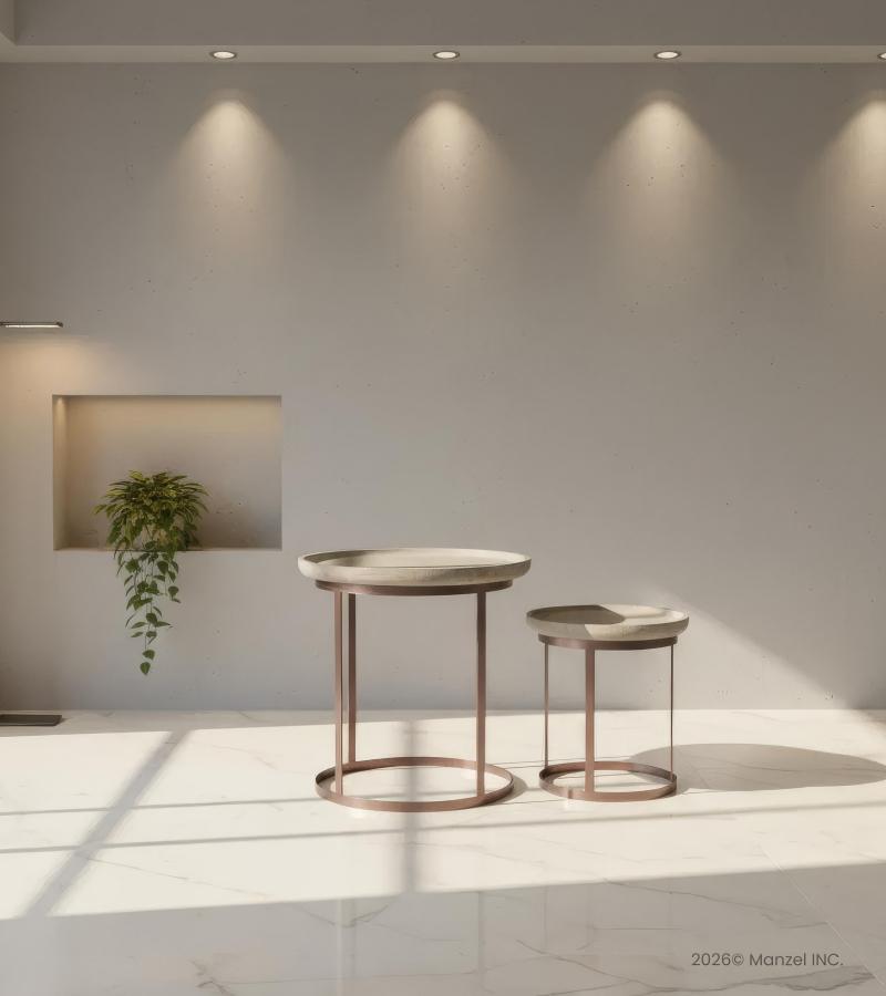 WOOD & IRON END SET OF 2 STACKING SIDE TABLES WOOD & IRON