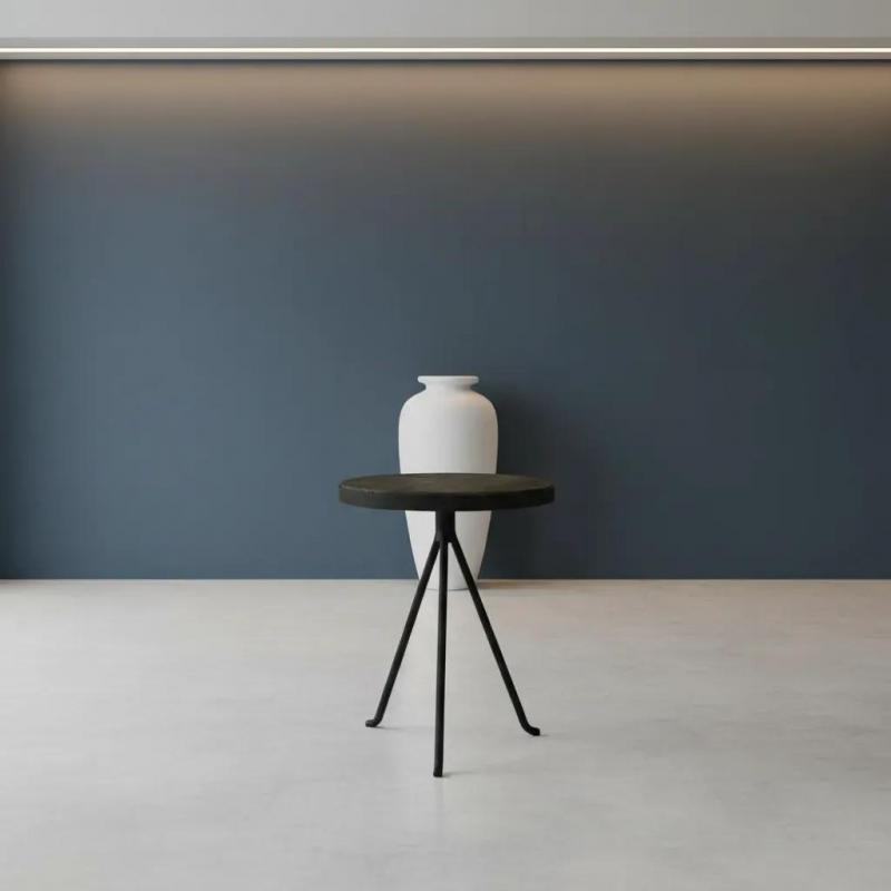 IRON & WOOD  END TABLE