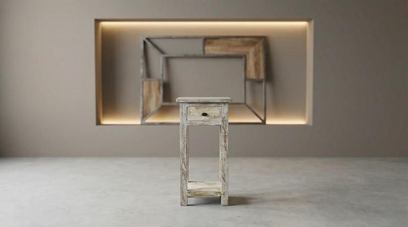 SOLID RECLAIMED TEAK WOOD END TABLE W/ DRAWER