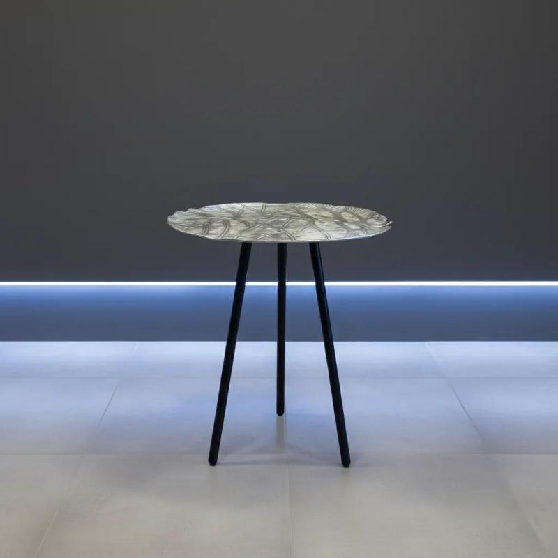 Carved Metal End Table