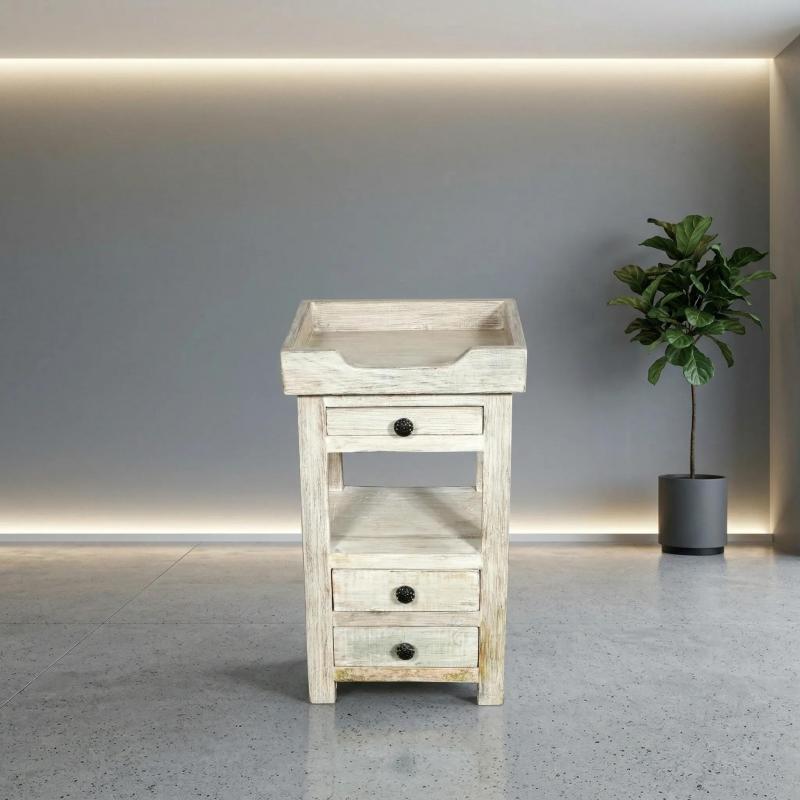 SOID RECLAIMED TEAK WOOD SIDE TABLE END TABLE