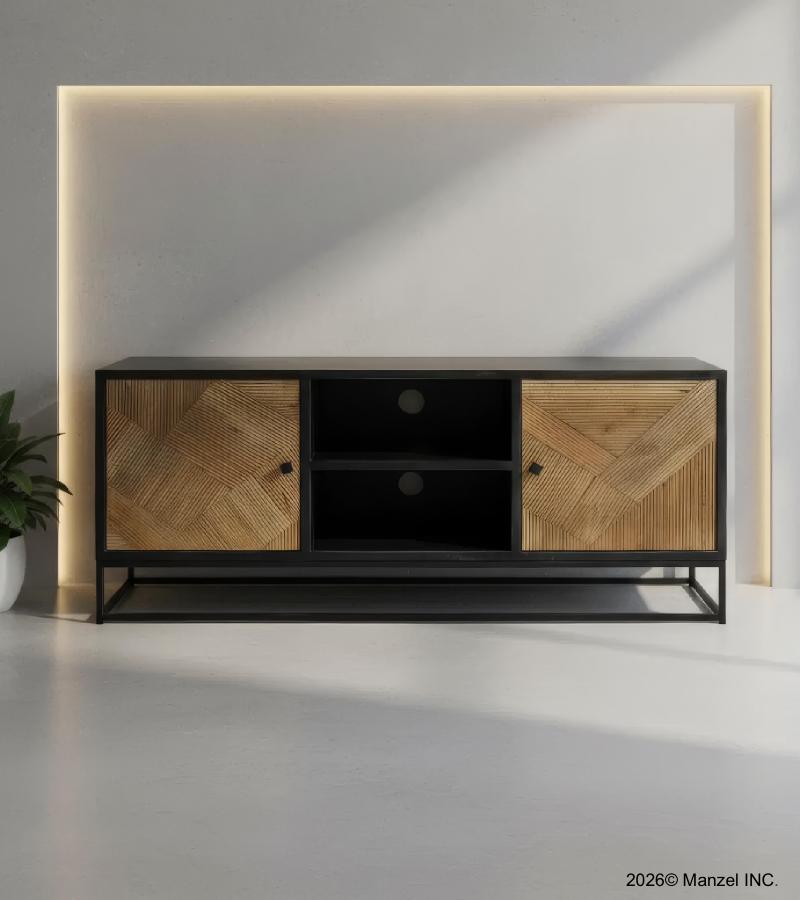 SOLID WOOD & IRON MEDIA CABINET