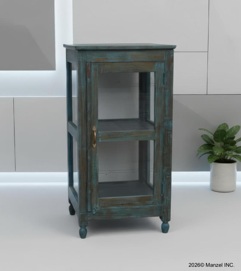 SOLID RECLAIMED TEAK & GLASS CABINET