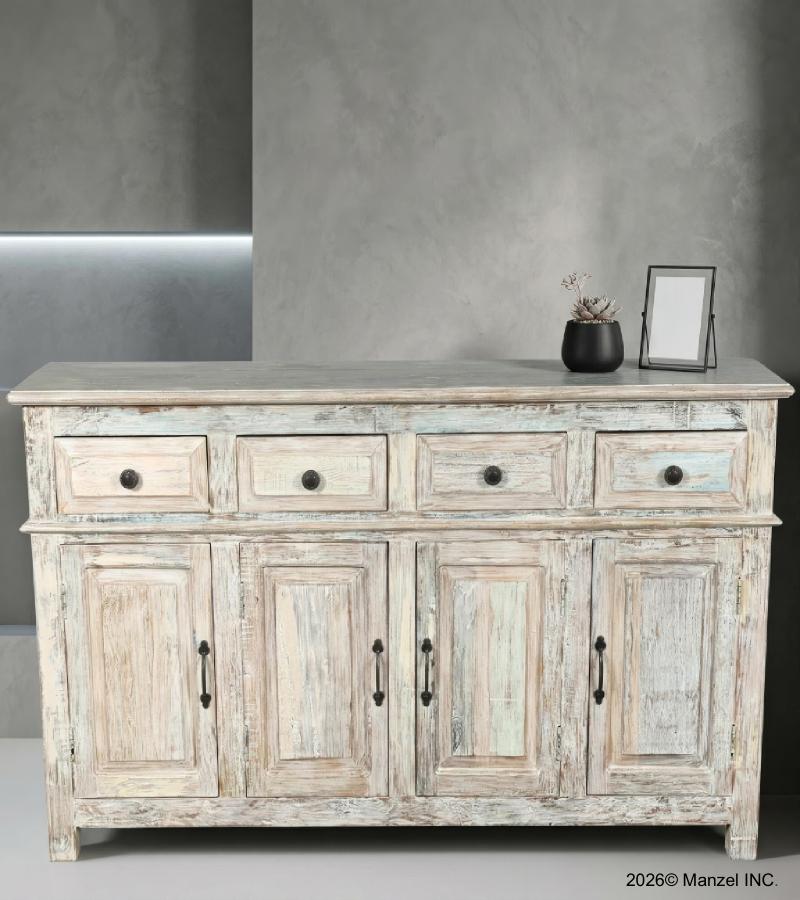 SOLID RECLAIMED TEAK WOOD SIDEBOARD 4 DOORS / 4 DRAWERS 