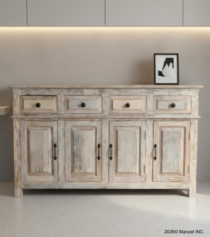 SOLID RECLAIMED TEAK WOOD SIDEBOARD 4 DOORS / 4 DRAWERS 