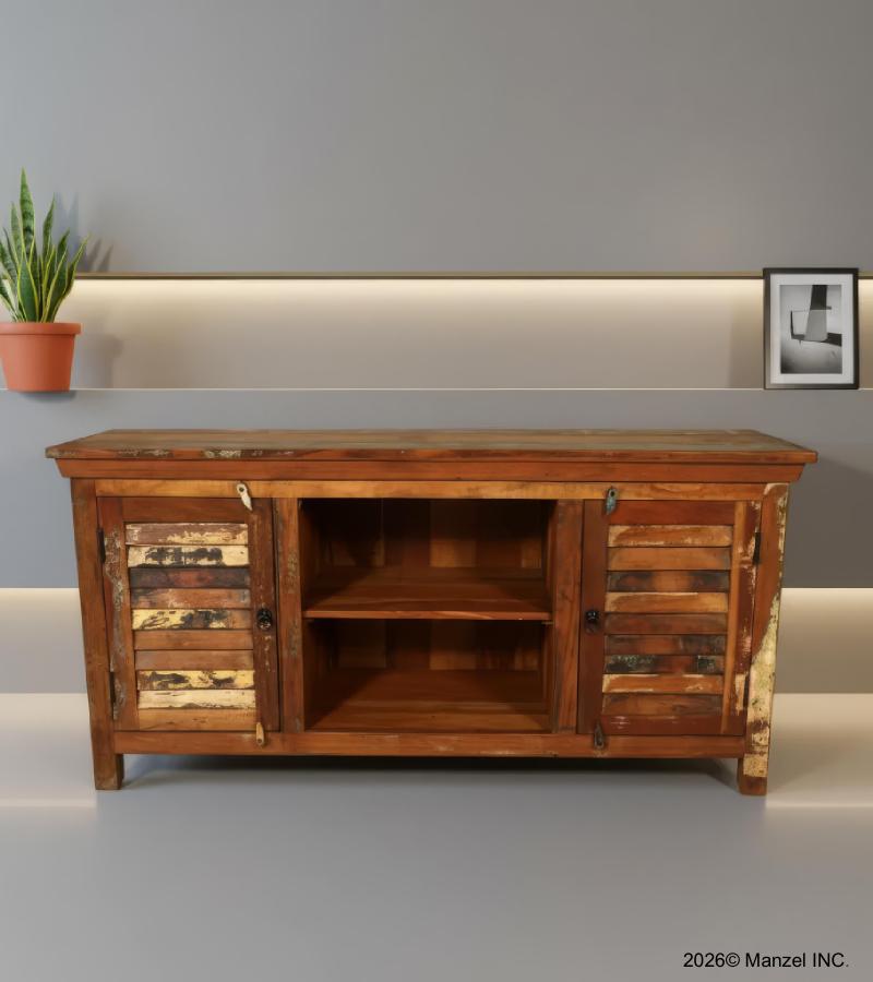 SOLID RECLAIMED TEAK WOOD 2 DOOR CONSOLE SIDEBOARD
