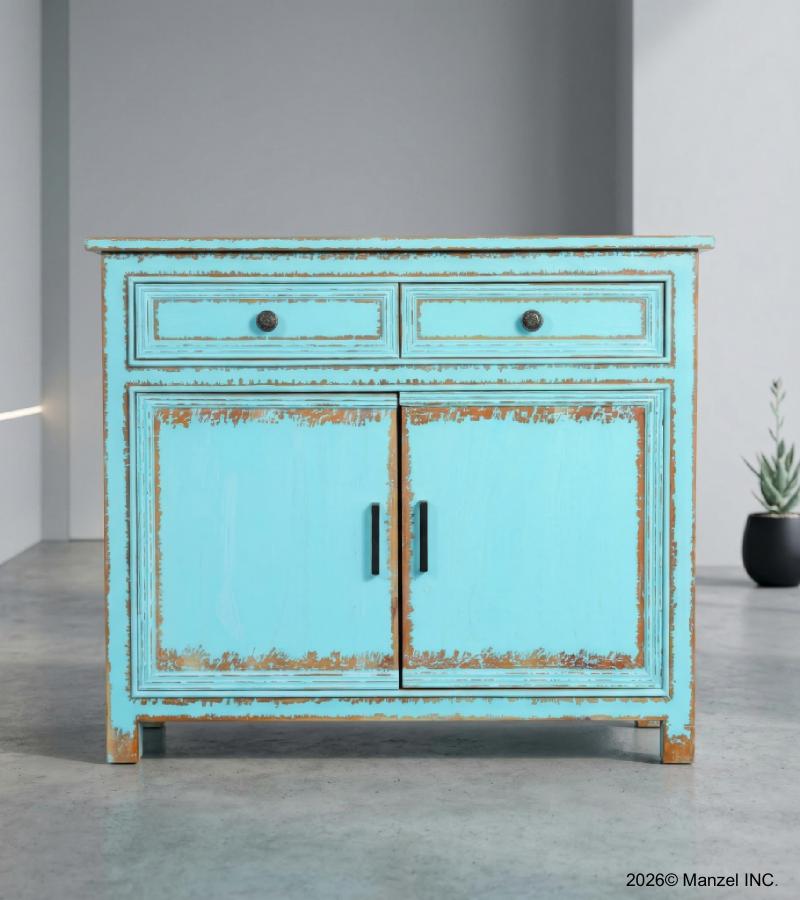 Solid Reclaimed Teak Wood 2 Door, 2 Drawer Sideboard Console Server