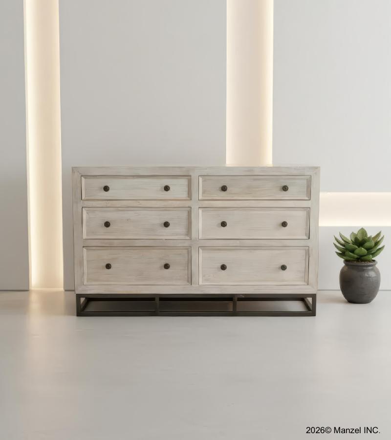 SOLID RECLAIMED TEAK WOOD 6 DRAWER DRESSER CHEST BUREAU SIDEBOARD