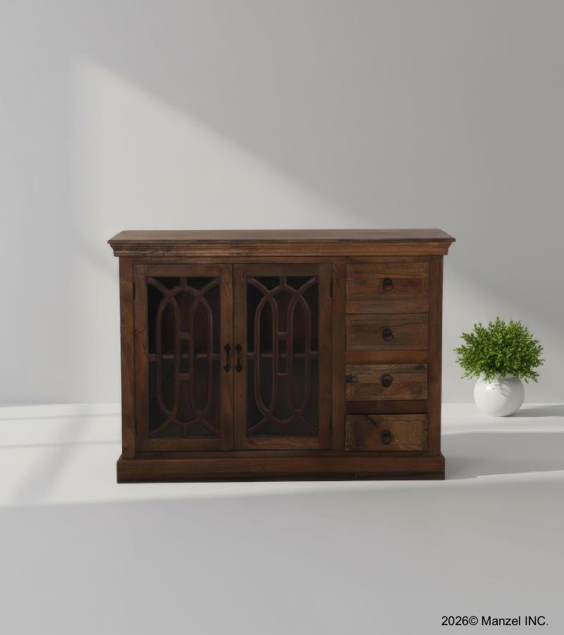 SOLID WOOD SIDEBOARD W/ 2 DOORS AND 4 DRAWERS