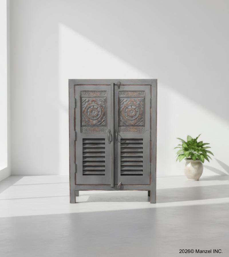 HAND CARVED SOLID TEAK WOOD CABINET