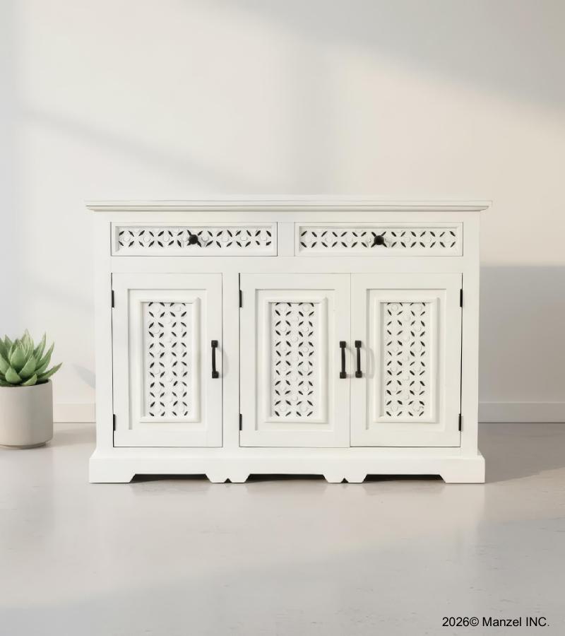 HAND CARVED WOOD SIDEBOARD CABINET