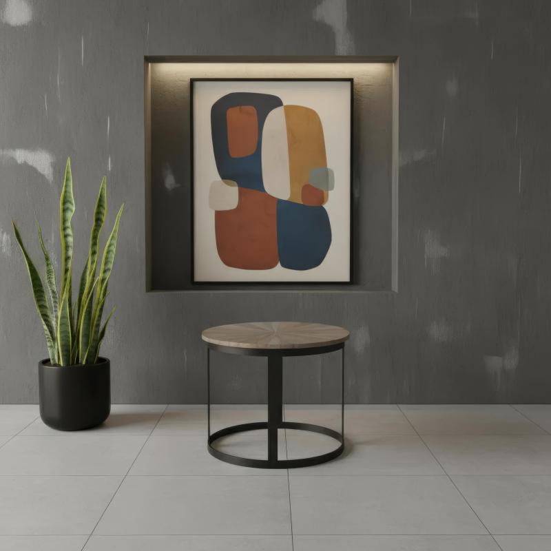 SOLID WOOD & IRON END TABLE