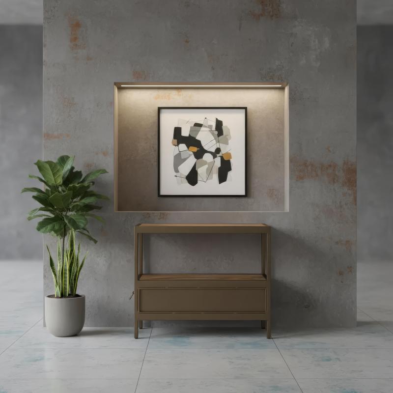 IRON & SOLID WOOD  END TABLE