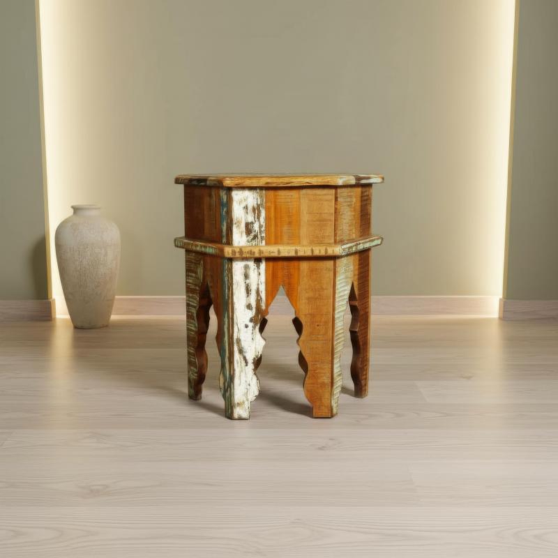 SOLID RECLAIMED TEAK WOOD END TABLE / NIGHTSTAND
