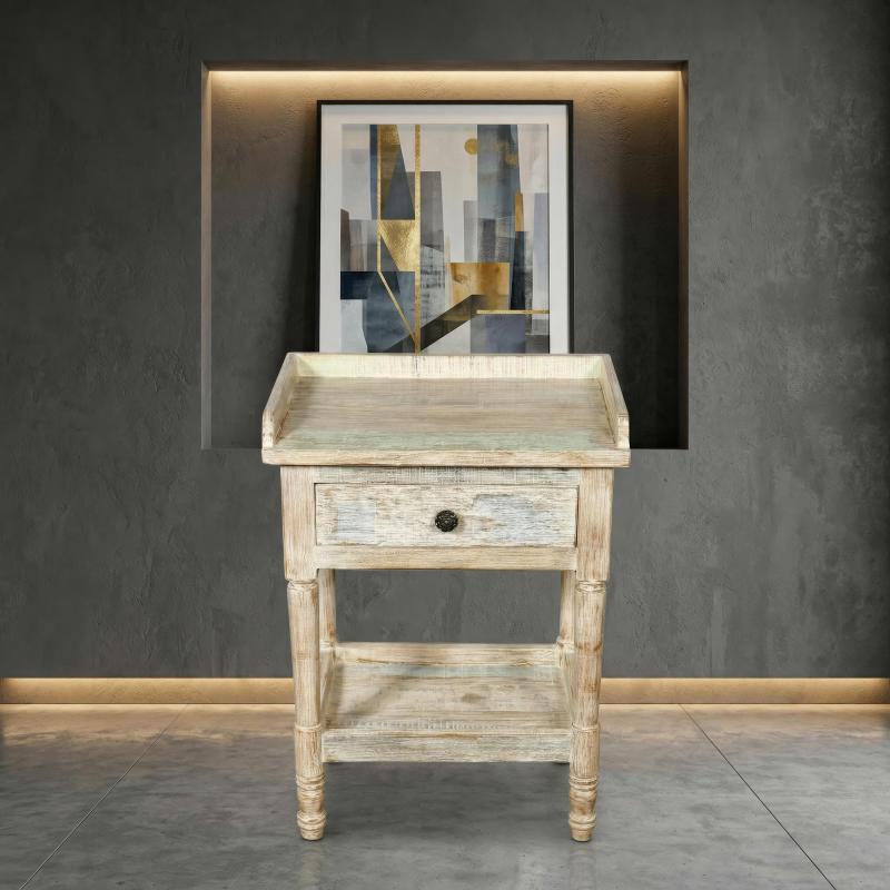 SOLID RECLAIMED TEAK WOOD END TABLE / NIGHTSTAND