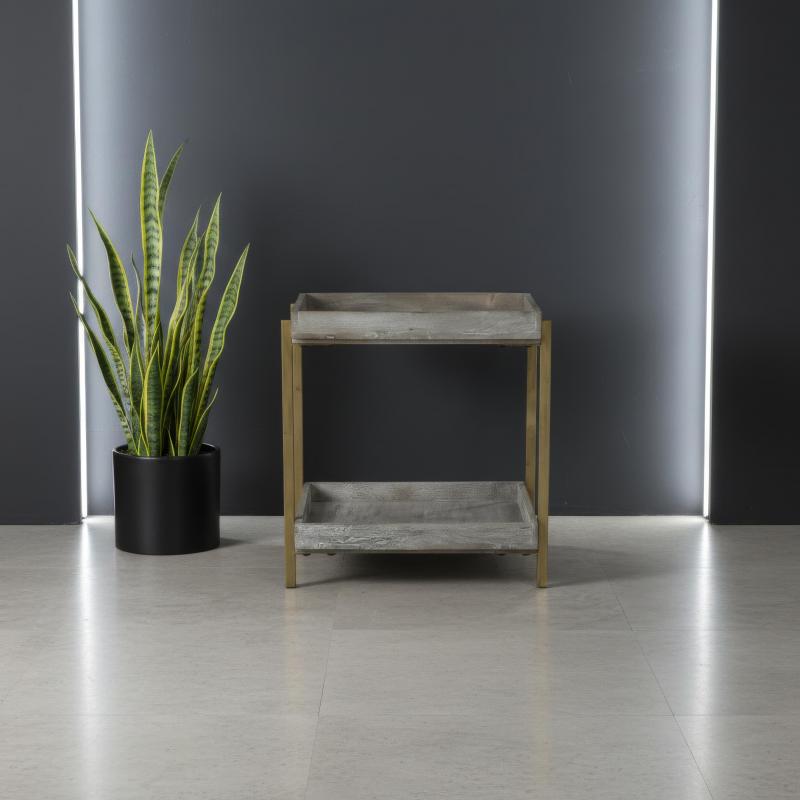 WOOD & METAL SIDE TABLE