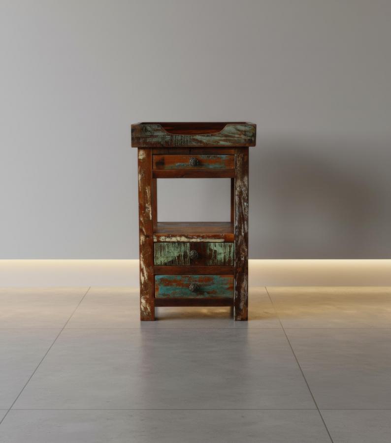 SOLID RECLAIMED TEAK WOOD SIDE TABLE END TABLE 