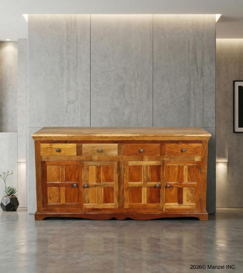 SOLID RECLAIMED TEAK 4 DRAWER 4 DOOR SIDEBOARD