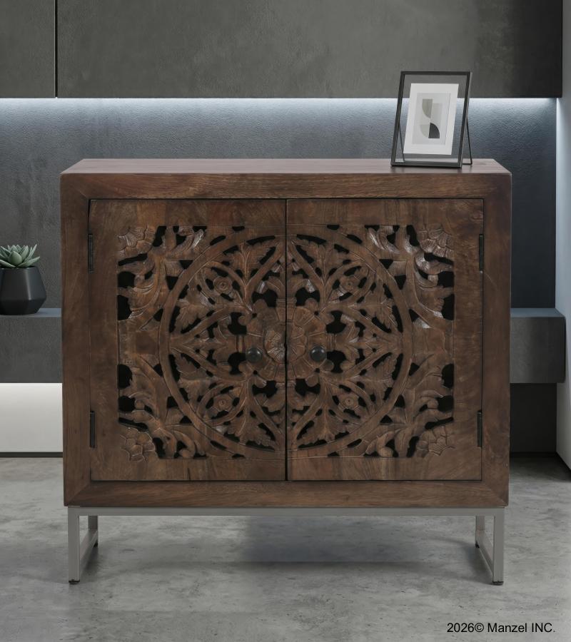 HAND CARVED SOLID WOOD CABINET