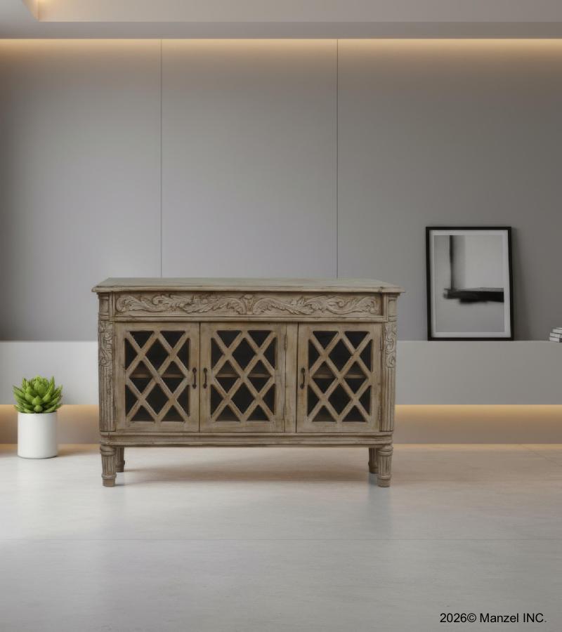 HAND CARVED SOLID WOOD SIDEBOARD