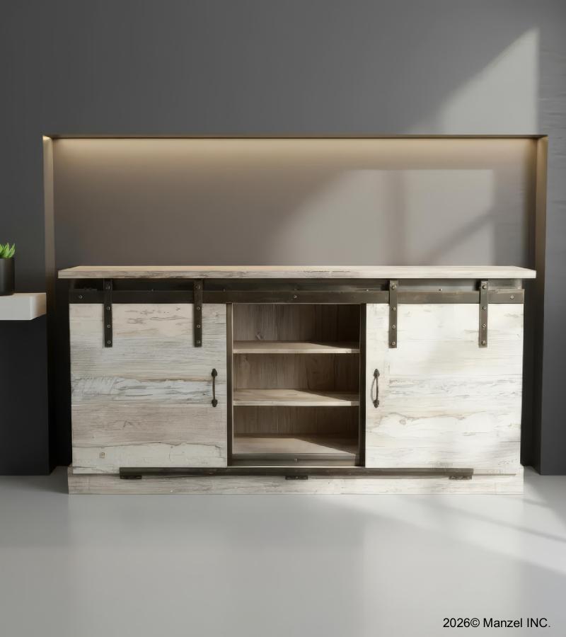 SOLID WOOD SIDEBOARD W/ SLIDING DOORS