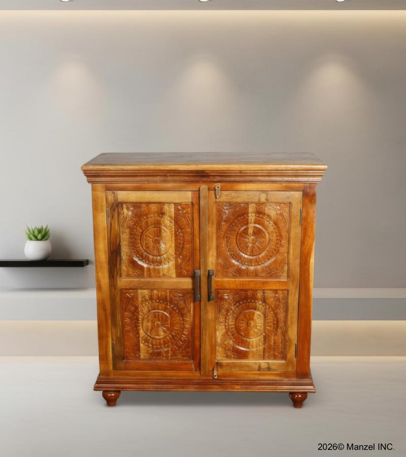 HAND CARVED SOLID RECLAIMED TEAK WOOD CABINET