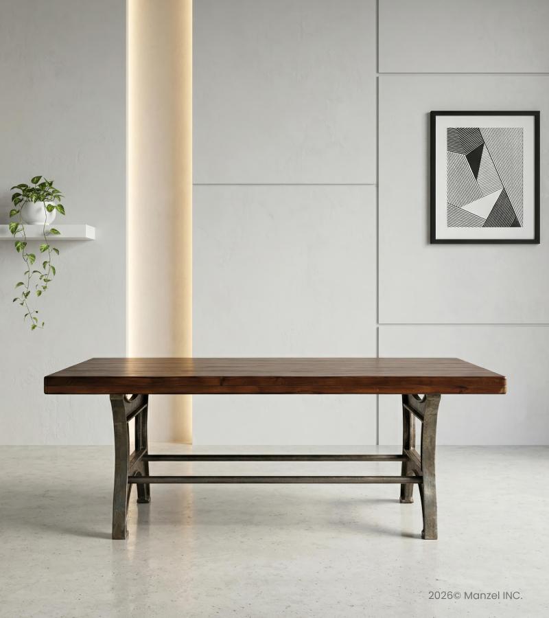 Solid Wood Coffee Table w Iron Base