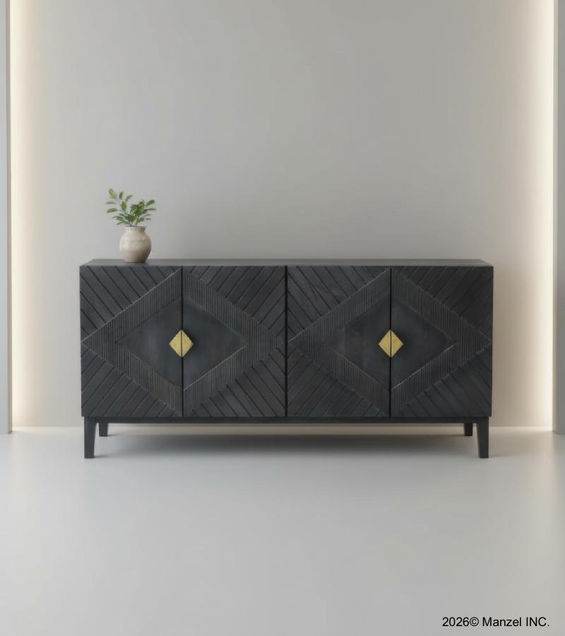TEXTURED WOOD & IRON SIDEBOARD