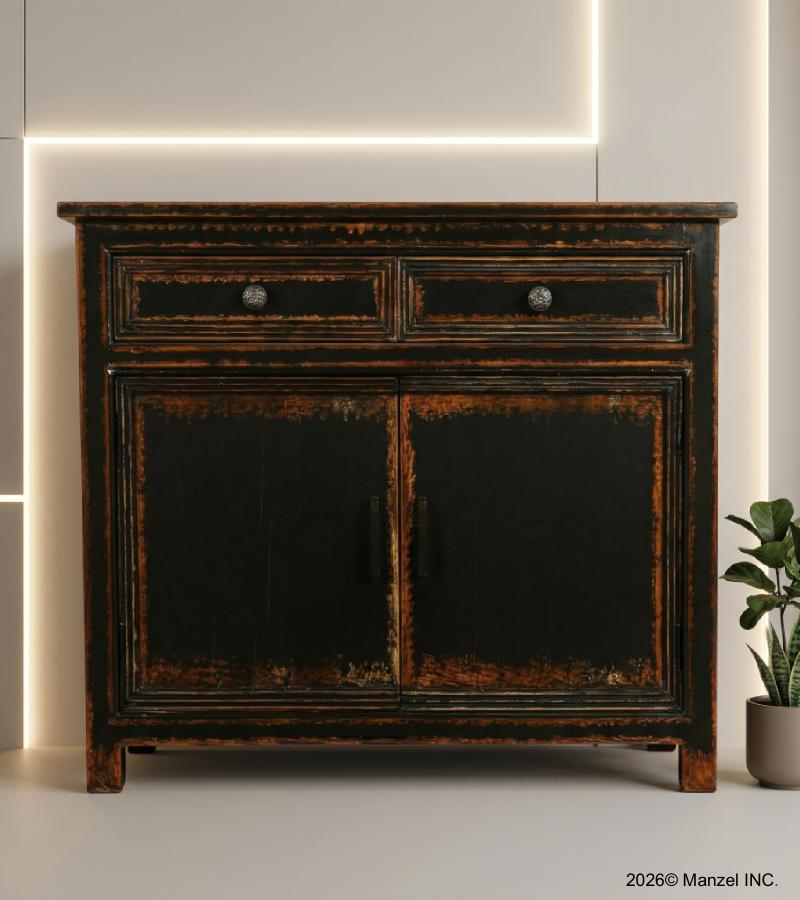 Solid Reclaimed Teak Wood 2 Door, 2 Drawer Sideboard Console Server