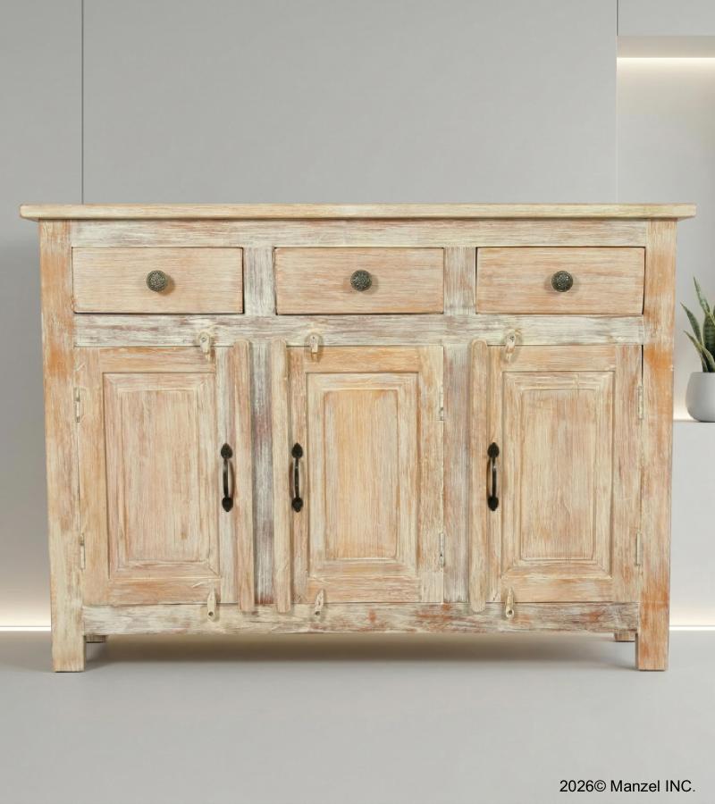 SOLID RECLAIMED TEAK 3 DOOR, 3 DRAWER  CABINET CONSOLE SIDEBOARD