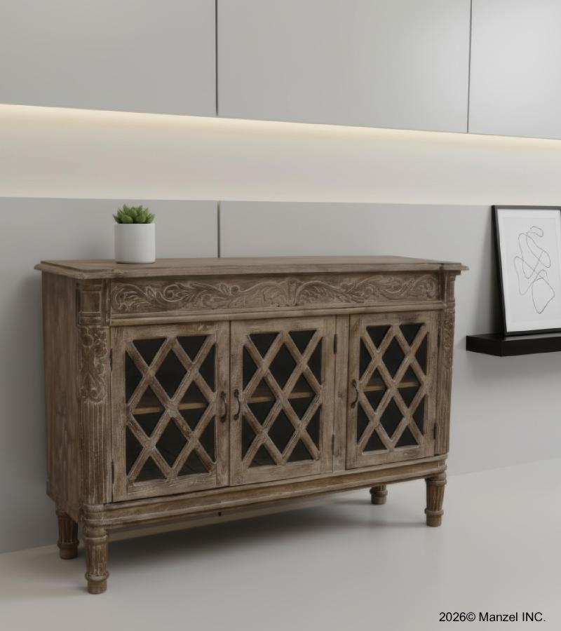 HAND CARVED SOLID WOOD SIDEBOARD