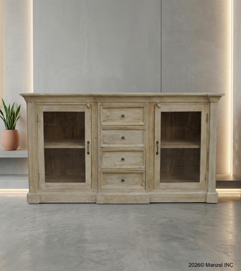 TRADITIONAL SOLID WOOD 4 DRAWER & 2 DOOR SIDEBOARD