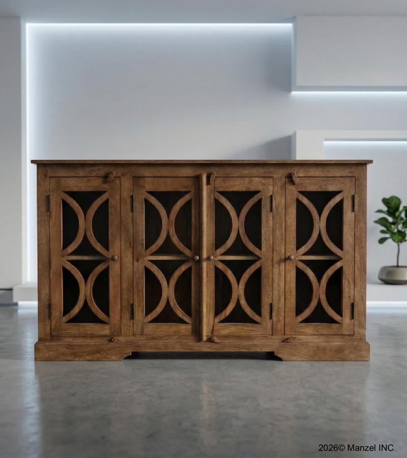 SOLID WOOD & GLASS MODERN SIDEBOARD