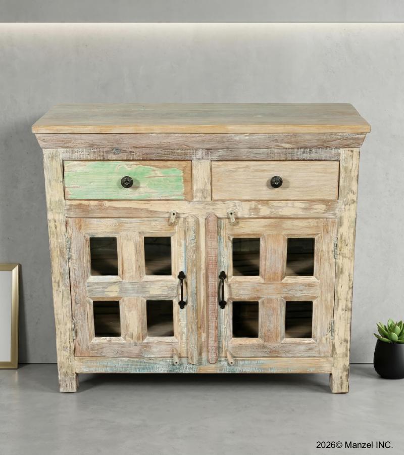 RECLAIMED TEAK 2 DRAWER 2 DOOR CABINET