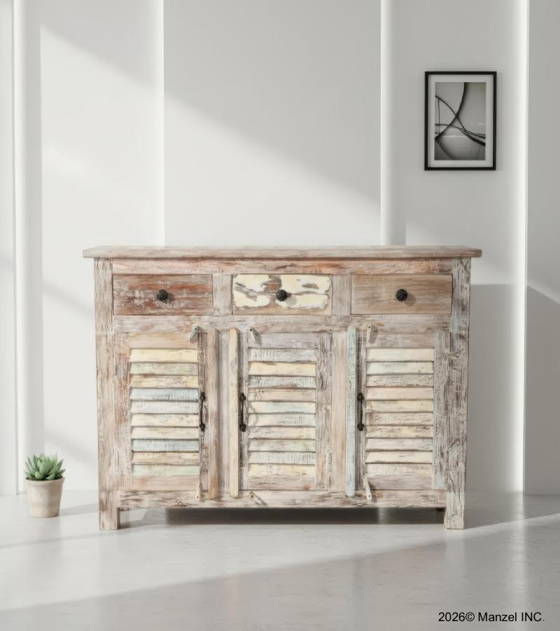 RECLAIMED TEAK 3 DRAWER / 3 DOOR SIDEBOARD / CABINET