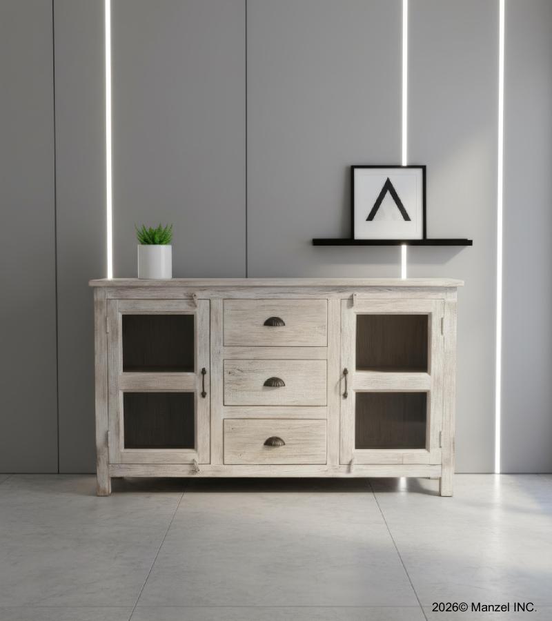 SOLID RECLAIMED TEAK WOOD 2 DOOR 3 DRAWER SIDEBOARD