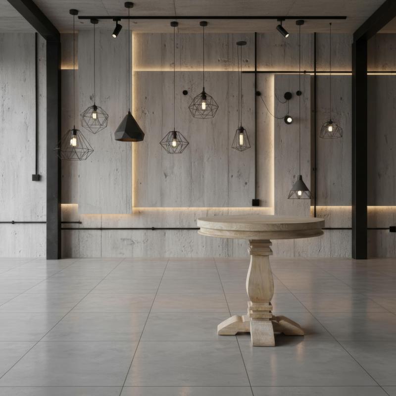 SOLID WOOD ROUND PEDESTAL END TABLE