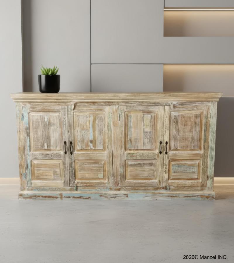 SOLID RECLAIMED TEAK SIDEBOARD W/4 DOORS