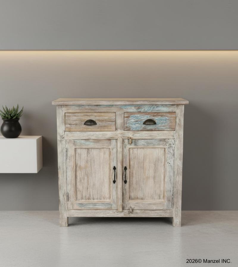 SOLID RECLAIMED TEAK SIDEBOARD 2 DRAWERS & 2 DOORS