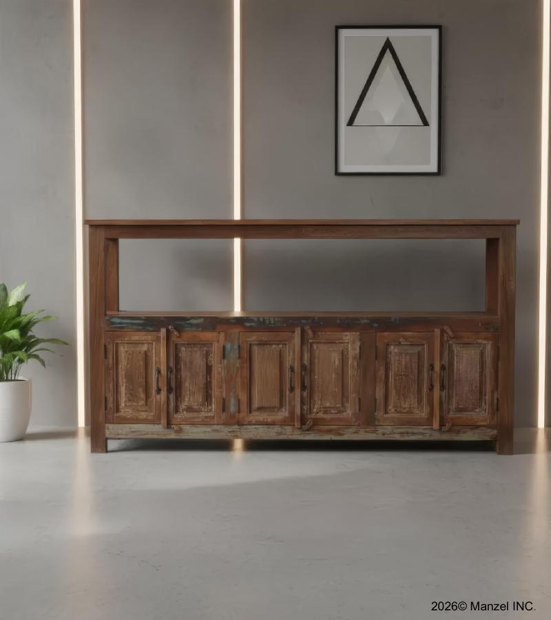 SOLID RECLAIMED TEAK WOOD SIDEBOARD W/ SHELF
