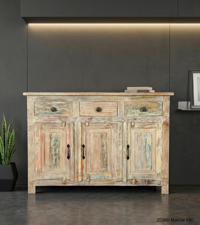 SOLID RECLAIMED TEAK 3 DOOR, 3 DRAWER  CABINET CONSOLE SIDEBOARD