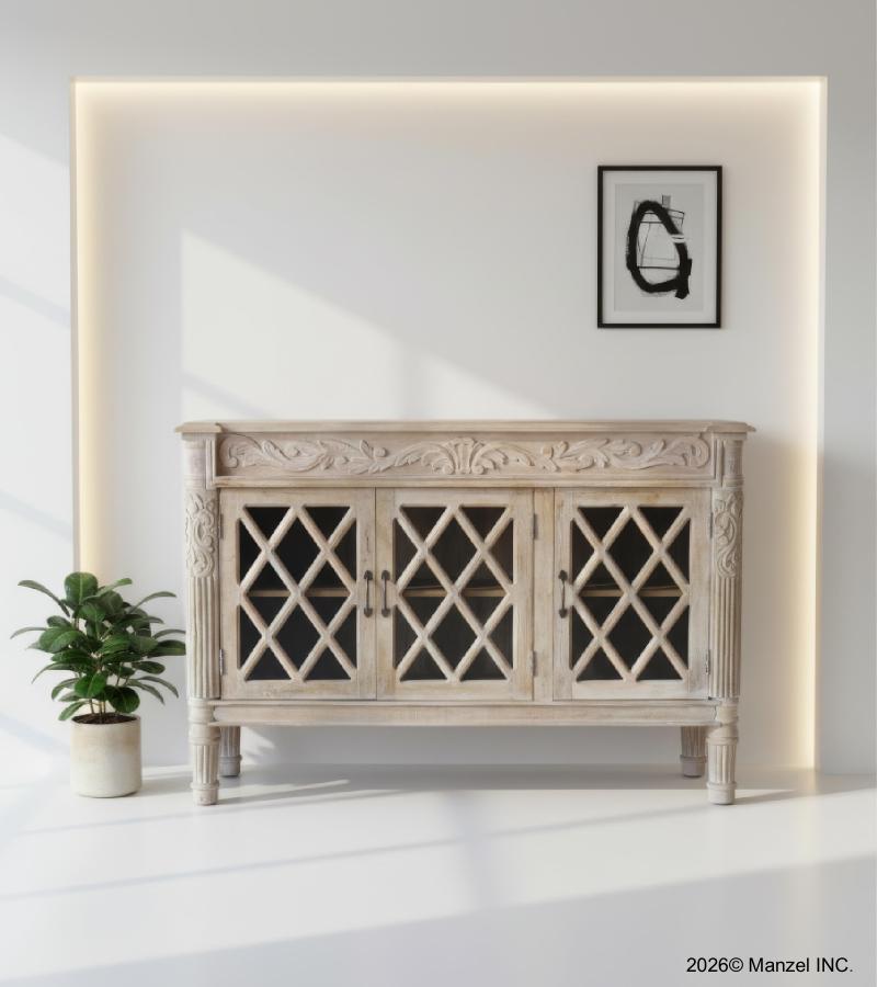 HAND CARVED SOLID WOOD SIDEBOARD