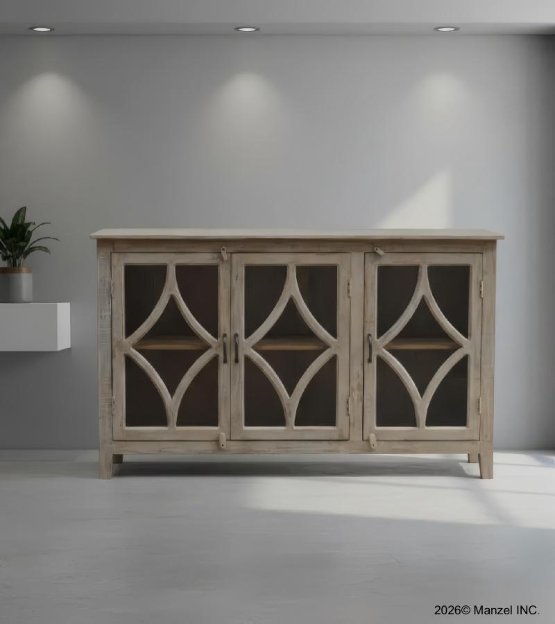 SOLID WOOD & GLASS SIDEBOARD