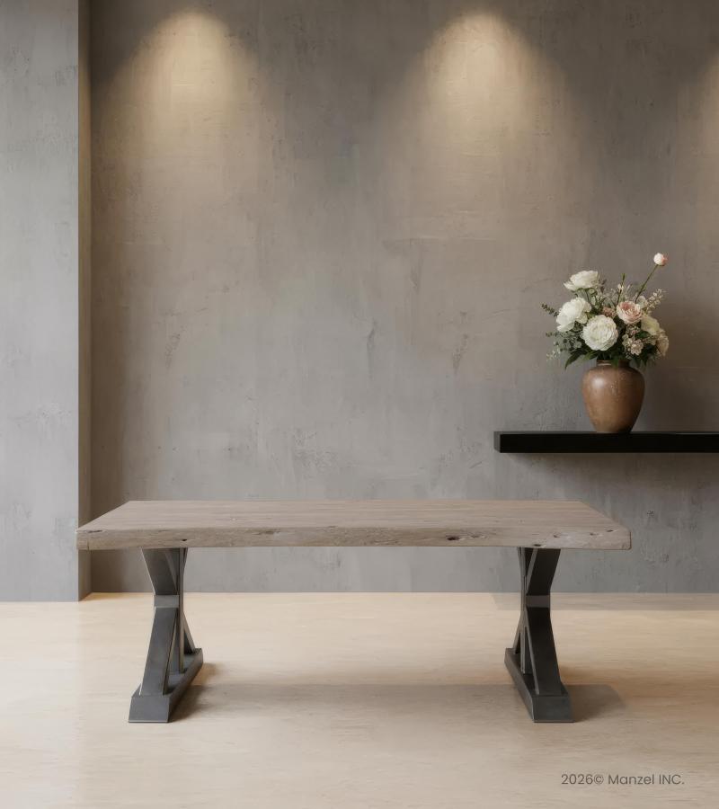 SOLID LIVE EDGE WOOD & IRON COFFEE TABLE