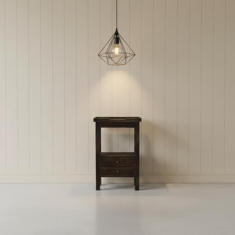 SOLID WOOD 2 DRAWER NIGHTSTAND END TABLE